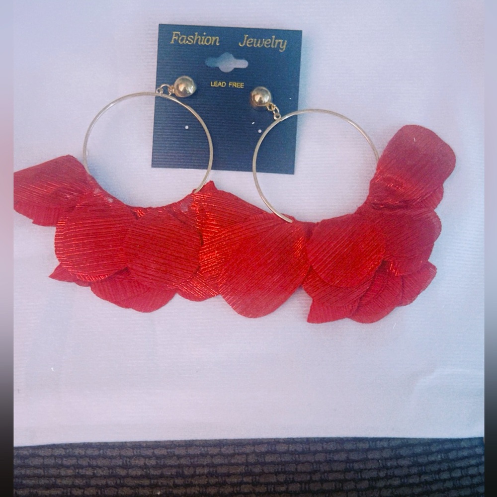 Elegant Red Hoop Earrings